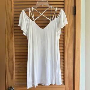 White strapy off the shoulder mini dress